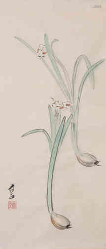 A Chinese Daffodil Painting, Zhang Daqian Mark