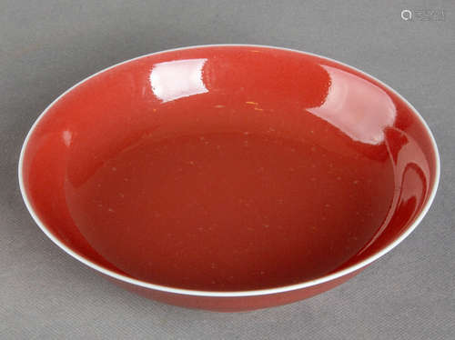 A Chinese Altar Red Glaze Porcelain Plate