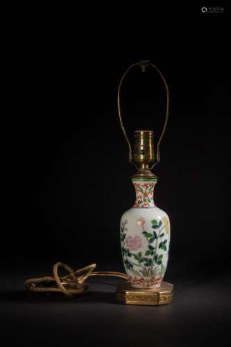 A Chinese Floral Famille Rose Porcelain Lampholder Vase