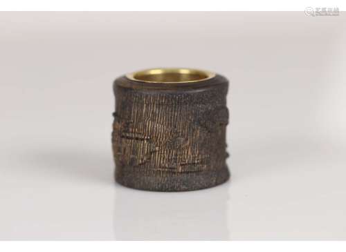 A Chinese Carved Aloeswood Thumb Ring