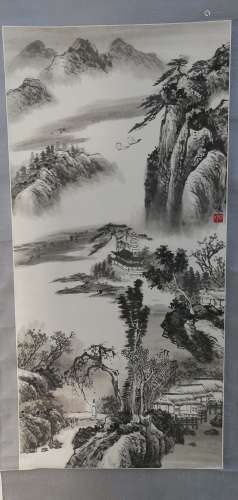 A Chinese Landscape Vertical Painting, Tianjun Mark