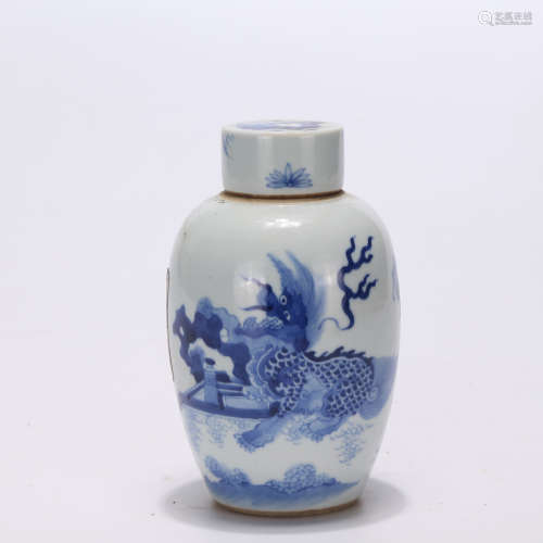 A Chinese Blue and White Porcelain Covered Jar
