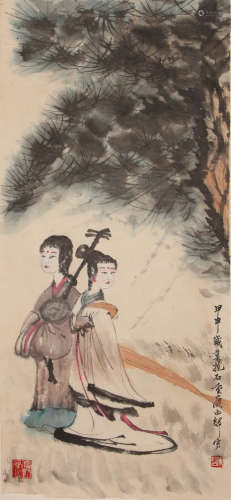 A Chinese Figure Painting, Fu Baoshi Mark