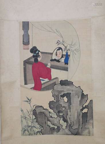 A Chinese Figure Silk Scroll