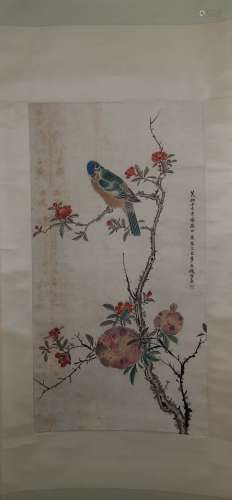 A Chinese Bird-and-flower Vertical Painting, Zhao Mengzhu Mark