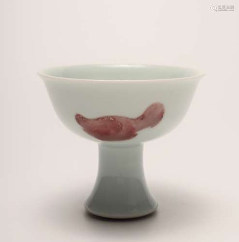 A Chinese Underglazed Red Porcelain Stem Bowl