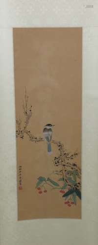 A Chinese Bird-and-flower Vertical Scroll, Kuang Zhongying Mark