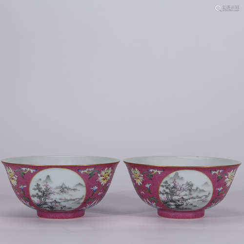 A Pair of Chinese Floral Porcelain Bowls