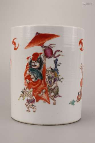 A Chinese Famille Rose Porcelain Brush Pot