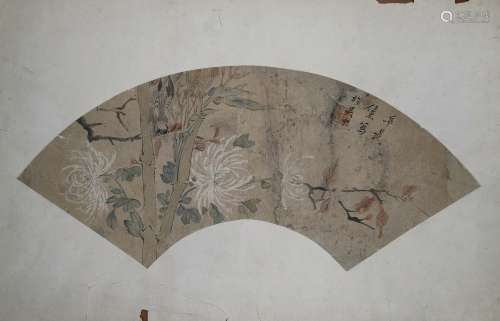 A Chinese Bird-and-flower Fan Painting, Renxun Mark