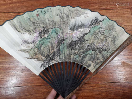 A Chinese Landscape Fan Painting, Pengyang& Pujin Mark