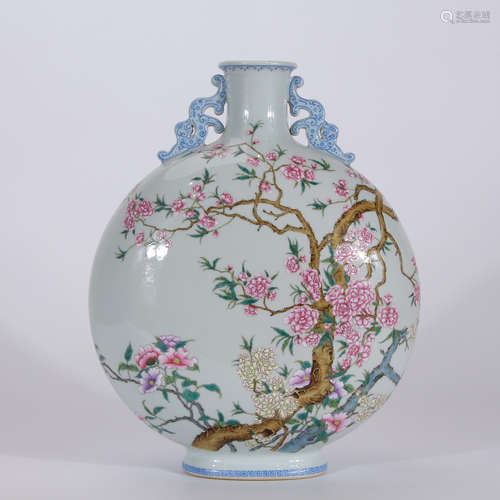 A Chinese Famille Rose Floral Porcelain Vase