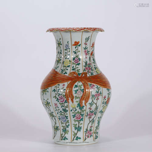 A Chinese Famille Rose Floral Porcelain Zun