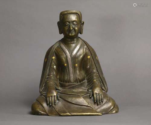 A Chinese Bronze Sitting Statue of Panchen