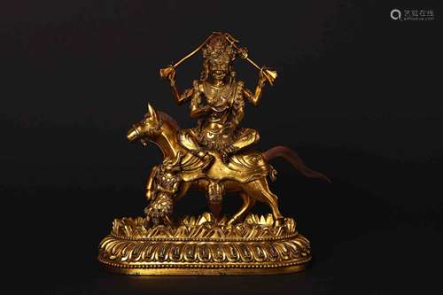 A Chinese Bronze Gilding Statue of Palden Lhamo