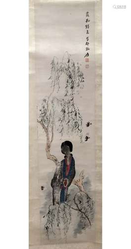 A Chinese Figure Vertical Painting, Zhang Daqian Mark