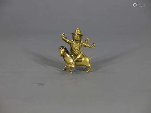 A Chinese Bronze Gilding God of Wealth Statue