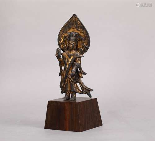 A Chinese Bronze Gilding Bodhisattva Statue