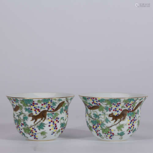 A Pair of Chinese Famille Rose Porcelain Cups