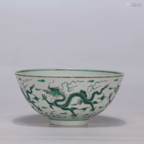 A Chinese Green Dragon Patterned Porcelain Bowl