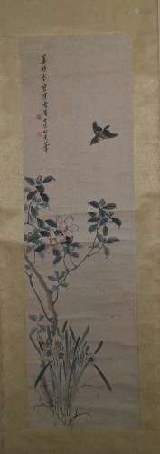 A Chinese Bird-and-flower Vertical Painting, Jiang Miaoxiang, Song Baoluo& Liu Xuetao Mark