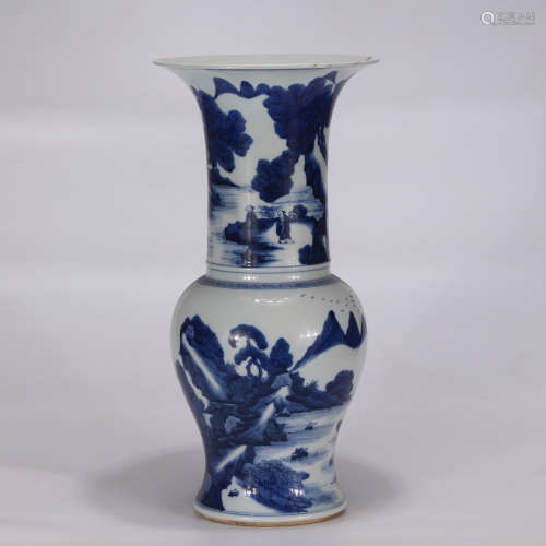 A Chinese Blue and White Porcelain Beaker Vase