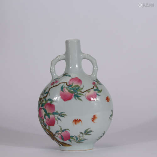A Chinese Famille Rose Porcelain Double-eared Vase