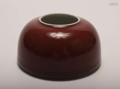 A Chinese Red Glazed Porcelain Water Pot