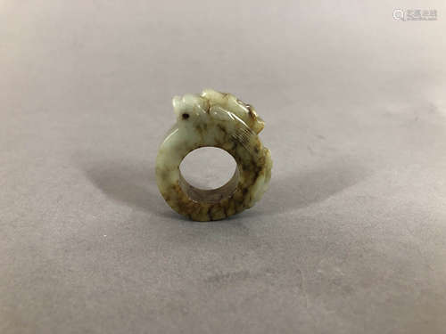 A Chinese Jade Dragon Ring