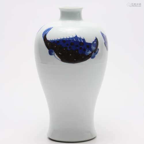 A Chinese Blue and White Porcelain Plum Vase