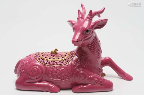 A Chinese Deer Shaped Porcelain Incense Burner