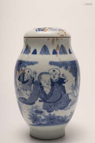 A Chinese Blue and White Porcelain Jar