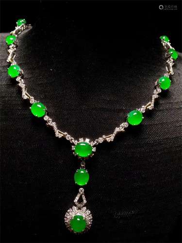 A Chinese Carved Jadeite Necklace