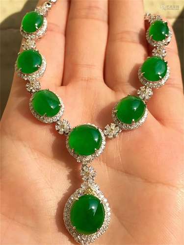 A Chinese Carved Jadeite Necklace