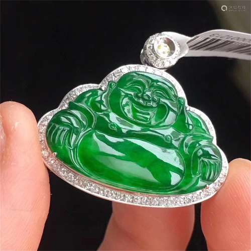 A Chinese Carved Jadeite Pendant (W/O Chain)