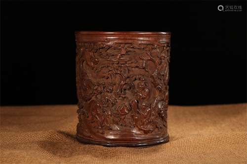 A Chinese Carved Bamboo Brush Pot