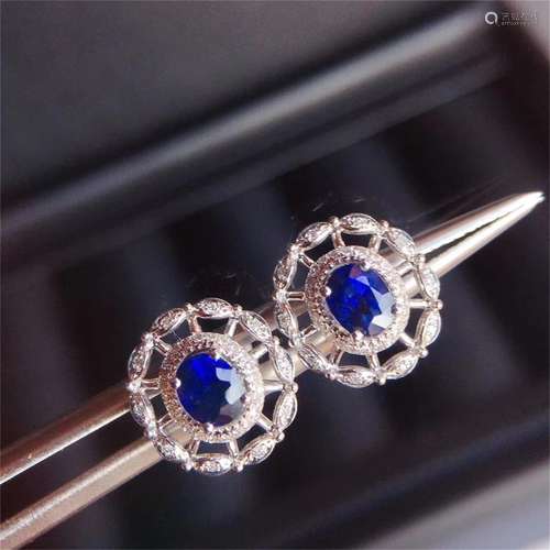 A Pair of Chinese Sapphire Earrings