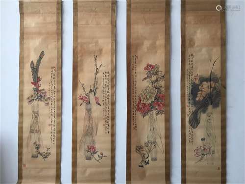 A Set of Four Chinese Scroll Paintings