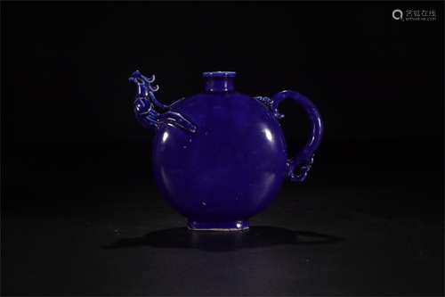 A Chinese Blue Glazed Porcelain Teapot