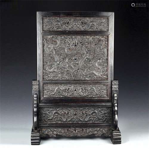 A Chinese Carved Hardwood Screen