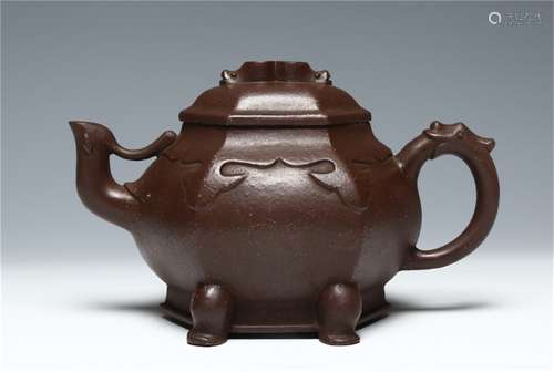 A Chinese Carved Yixing Clay Teapot