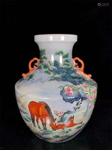 A Chinese Famille-Rose Porcelain Vase