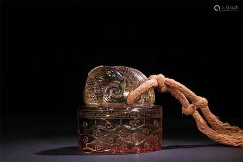 A Chinese Carved Rock Crystal Seal