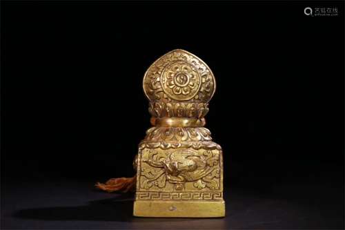 A Chinese Gilt Bronze Seal