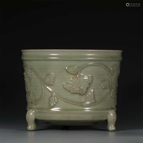 A Chinese Celadon Glazed Porcelain Incense Burner