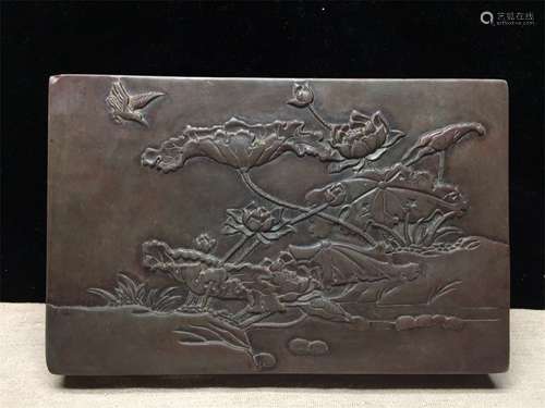 A Chinese Zhusha Ink Box