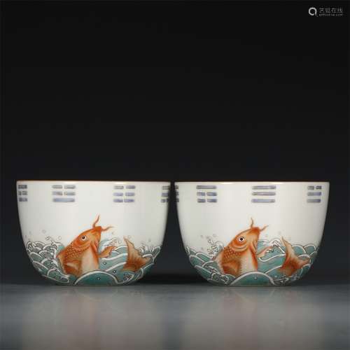 A Pair of Chinese Famille-Rose Porcelain Cups