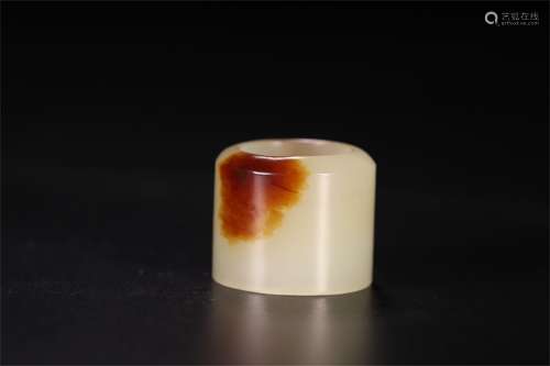 A Chinese Carved Jade Thumb Ring