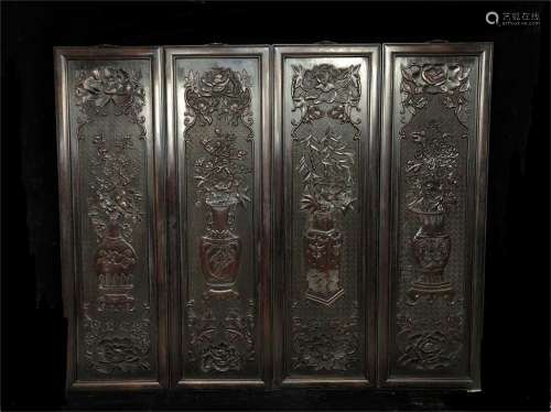 A Set of Four Chinese Hardwood Screens