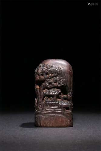A Chinese Carved Agar-Wood Seal